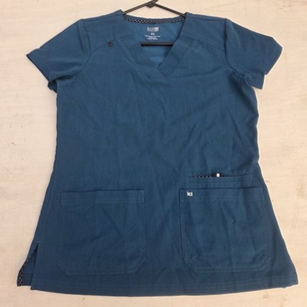 Koi Shirt Womens XS Blue Next Gen V Neck Scrub Tunic Top Pockets Stretch